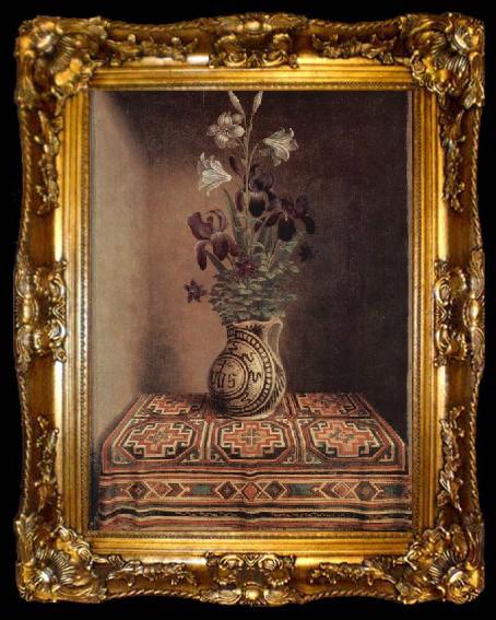 framed  Hans Memling Vase mit Blumen, ta009-2